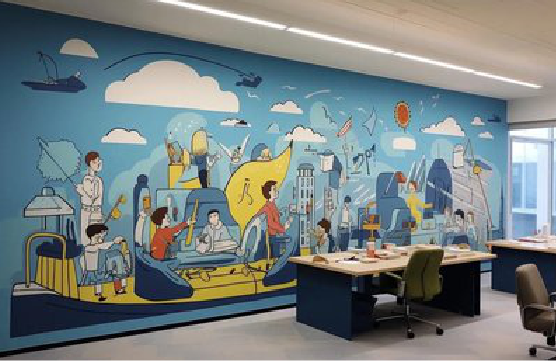 永德办公室墙绘的特点。