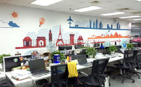 永德教你设计办公室墙绘的方法。